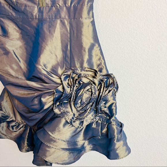 Twelve By Twelve Gold ColorShift Bustier Hook Floral Embellished Mini Dress - Picture 8 of 9